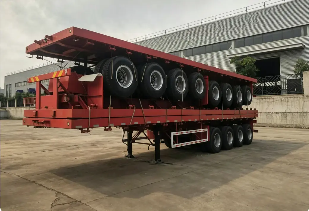 Flatbed Semi Trailer with 4 axles